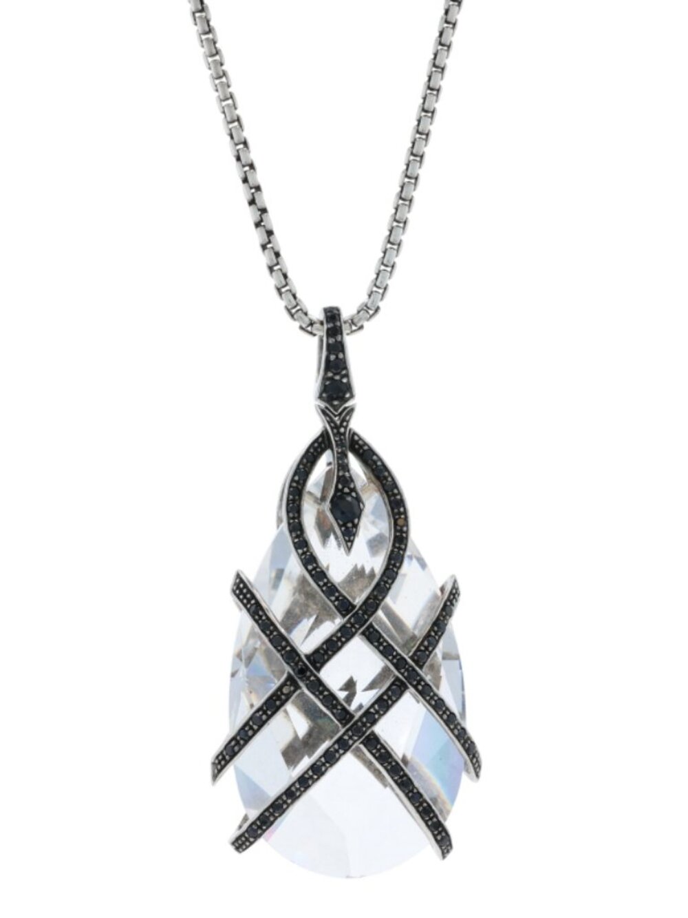 Stephen Webster Thorn Black Sapphire & Crystal Lg Pendant Necklace Sterling 925